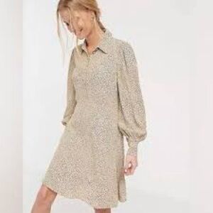 NWT Frank & Oak Minimal Leaf Pattern Elegant Cream Women's Dress Sz S